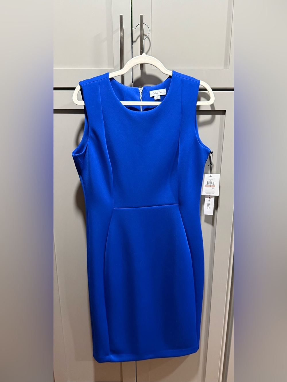Calvin Klein Cobalt Blue Sleeveless Sheath Scuba Dress Size 12 NWT